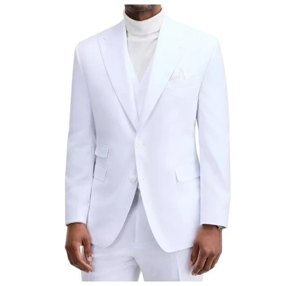 Tayion Collection Mens Classic fit Suit Jacket Blazer 48L White Solid